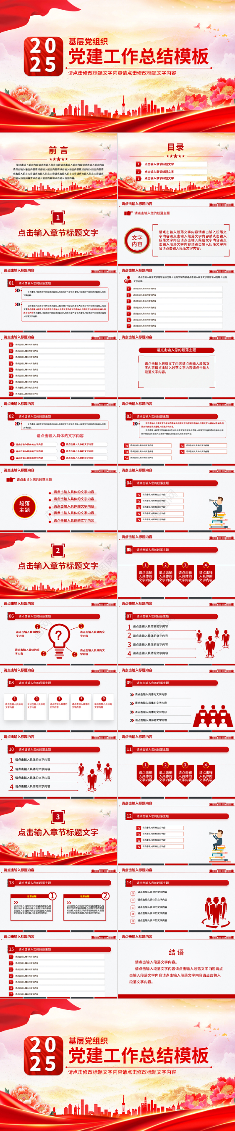 简洁大气党政机关党建工作总结述职汇报PPT模板