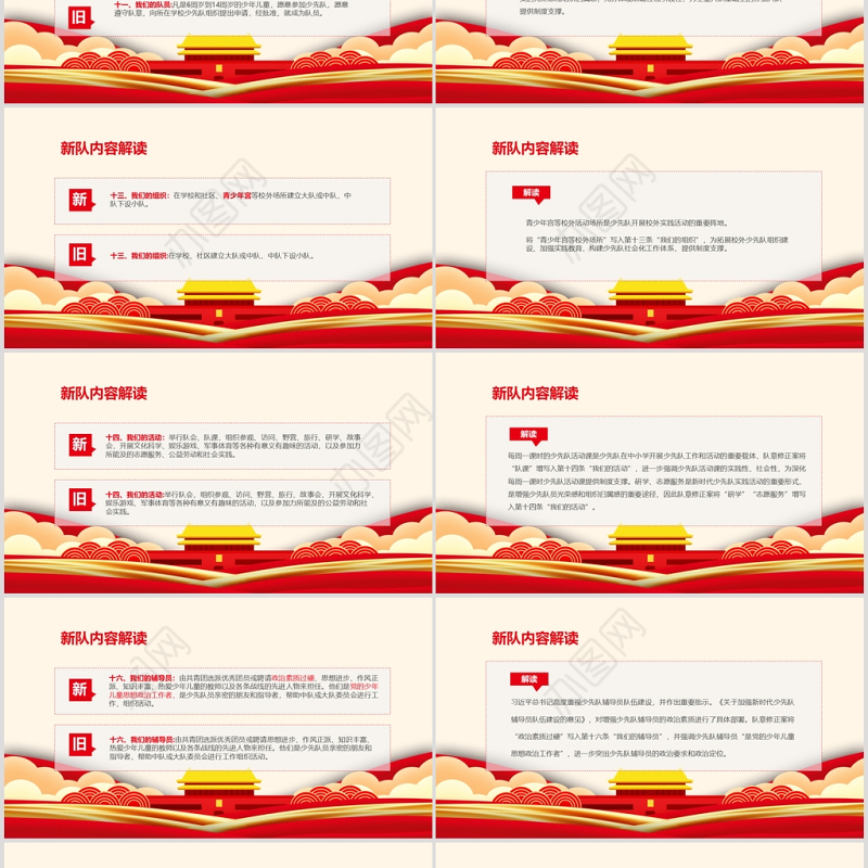卡通党建风中国少年先锋队少先队章程PPT模板