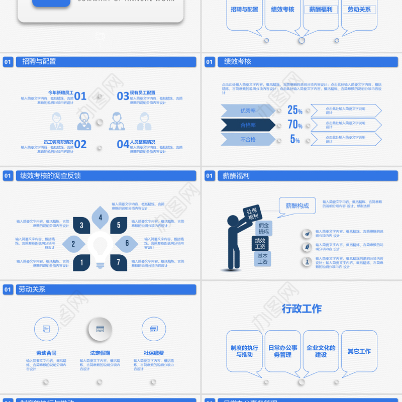 2021极简蓝色人资行政部年终工作总结