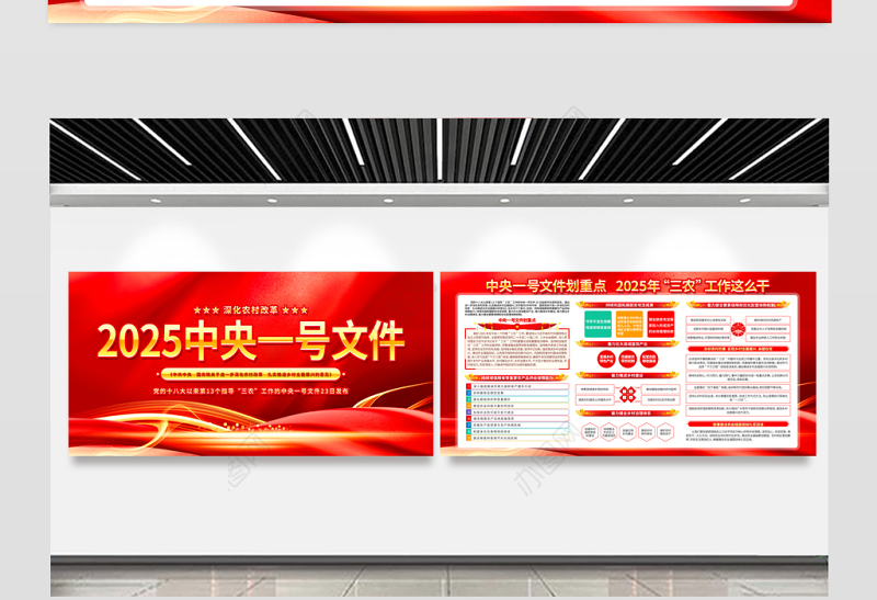 2025中央一号文件展板红色光效进一步深化农村改革扎实推进乡村全面振兴要点宣传栏