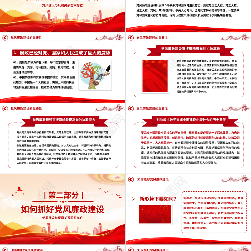 2022全面从严治党PPT简洁创意抓好党风廉政建设宣传教育月持之以恒深入推进全面从严治党课课件