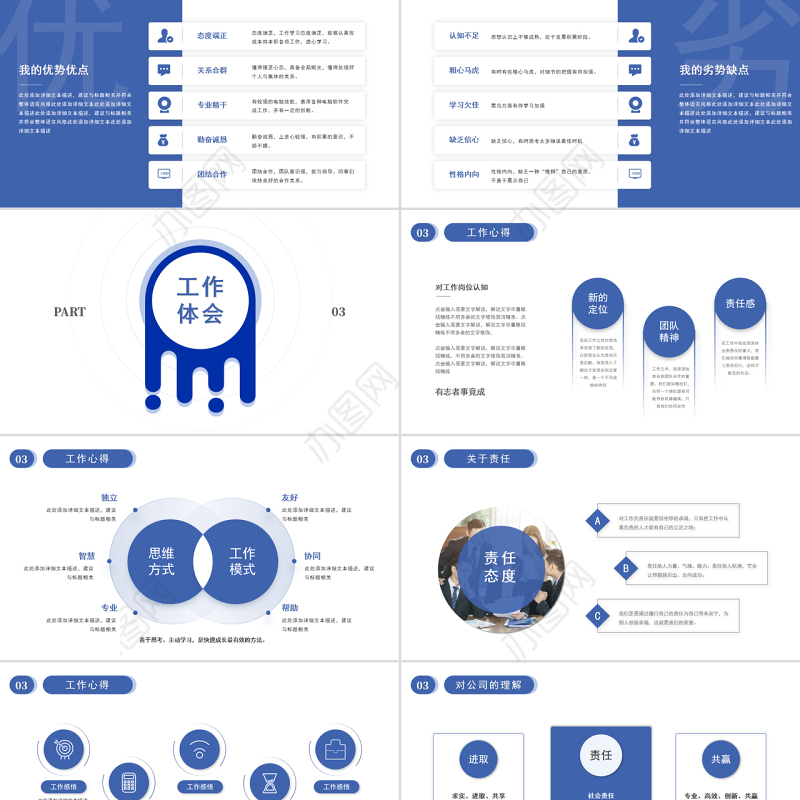 2022转正答辩PPT克莱因蓝几何风新员工转正述职报告模板