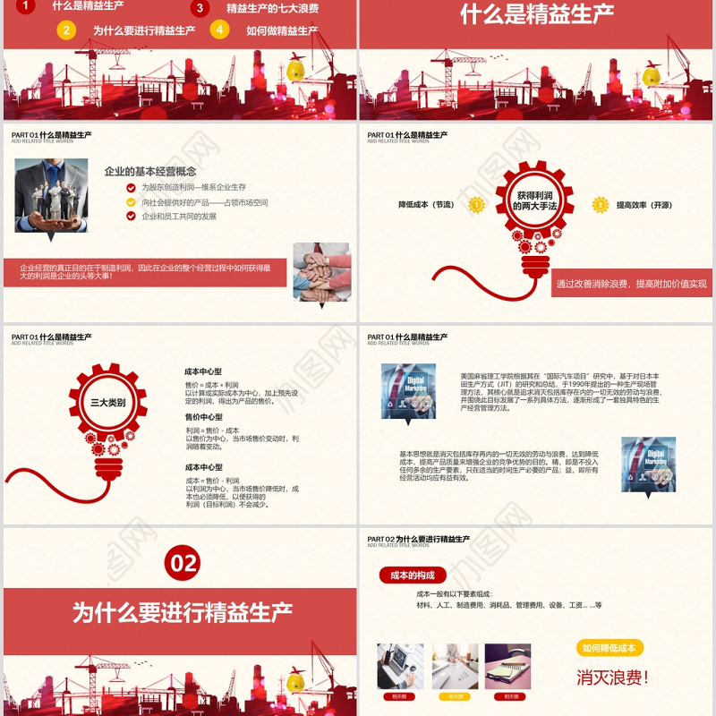 2020年红色大气精益生产管理培训PPT模板