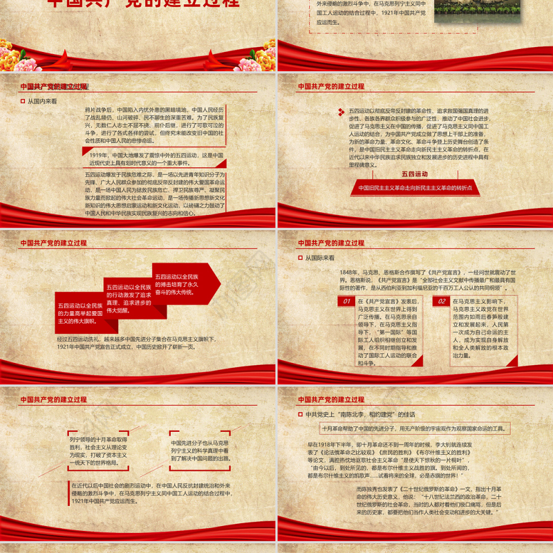 2021学党史明初心知使命PPT怀旧风百年党史教育专题党课模板