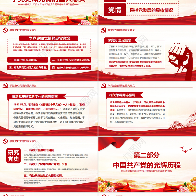 2021学党史知党情跟党走PPT建党百年党史学习教育专题党课PPT模板