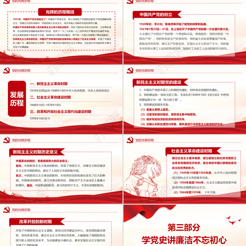 2021学党史知党情跟党走PPT建党百年党史学习教育专题党课PPT模板