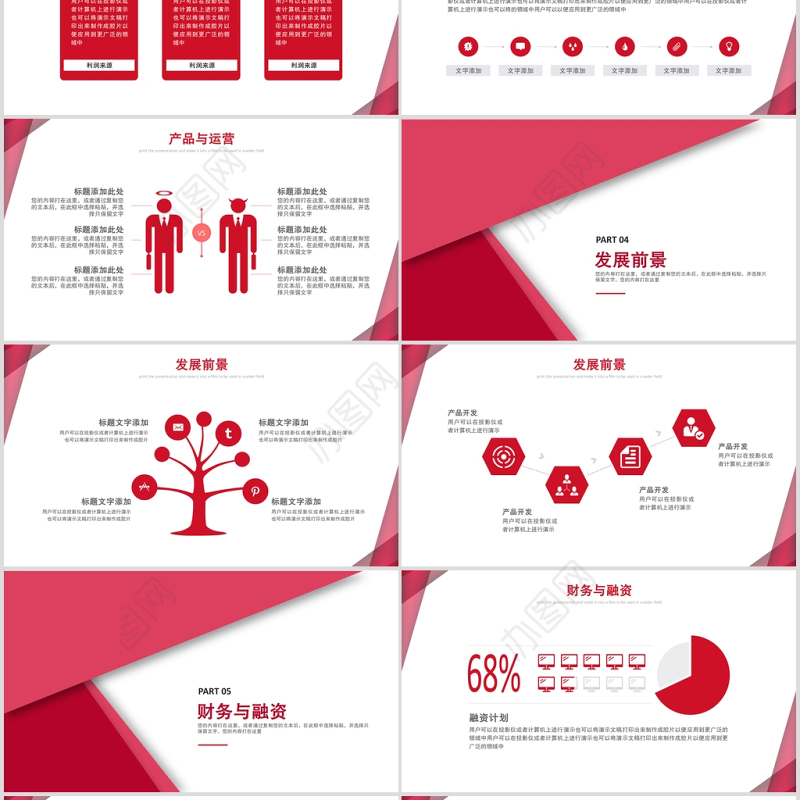 2020红色大气创业商业计划书PPT模板