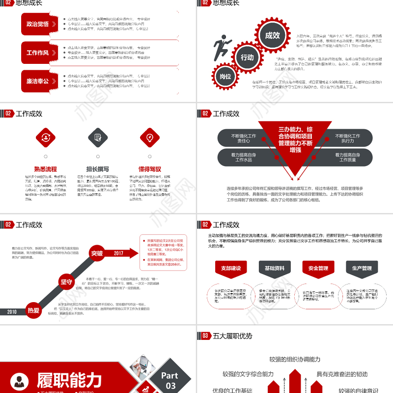 2022岗位竞聘PPT红灰双色实用型应聘面试求职内部竞聘报告模板