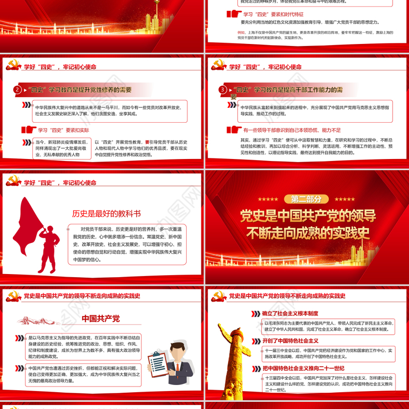 2021学好四史践行使命PPT红色建党100周年学党史系列专题党课辅导课件