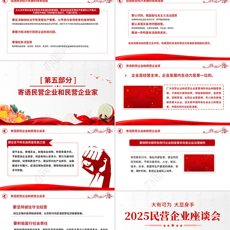2025民营企业座谈会要点速览PPT促进民营经济发展专题课件