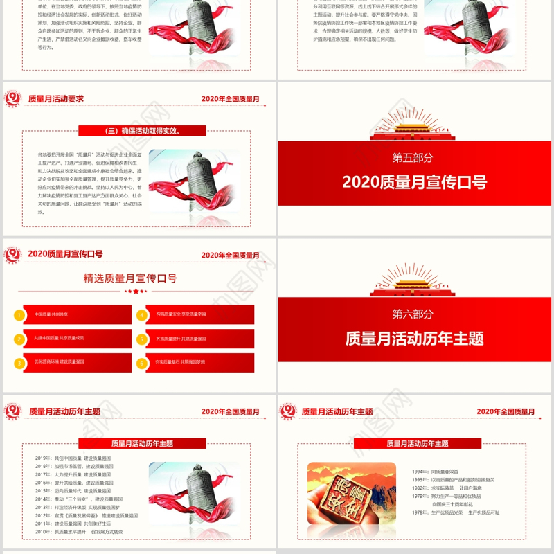 2020年红色简洁风全国质量月宣传PPT