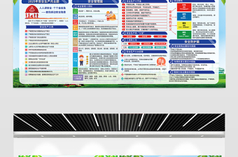 蓝绿渐变2025全国安全生产月宣传栏安全月宣教展板模板