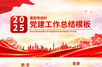 简洁大气党政机关党建工作总结述职汇报PPT模板