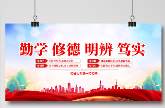 勤学修德明辨笃实校园党建宣传展板模板