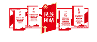 民族团结文化墙红色精美民族团结一家亲同心共筑中国梦模板