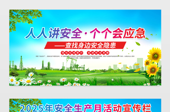 绿色精美2025安全生产月查找身边安全隐患展板设计图片下载