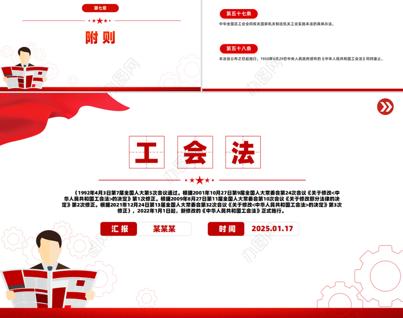 学习《中华人民共和国工会法》PPT法律法规课件下载