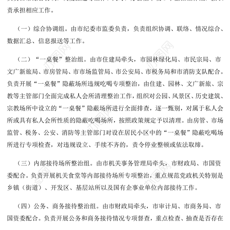 对于全市开展违规吃喝问题专项整治工作方案