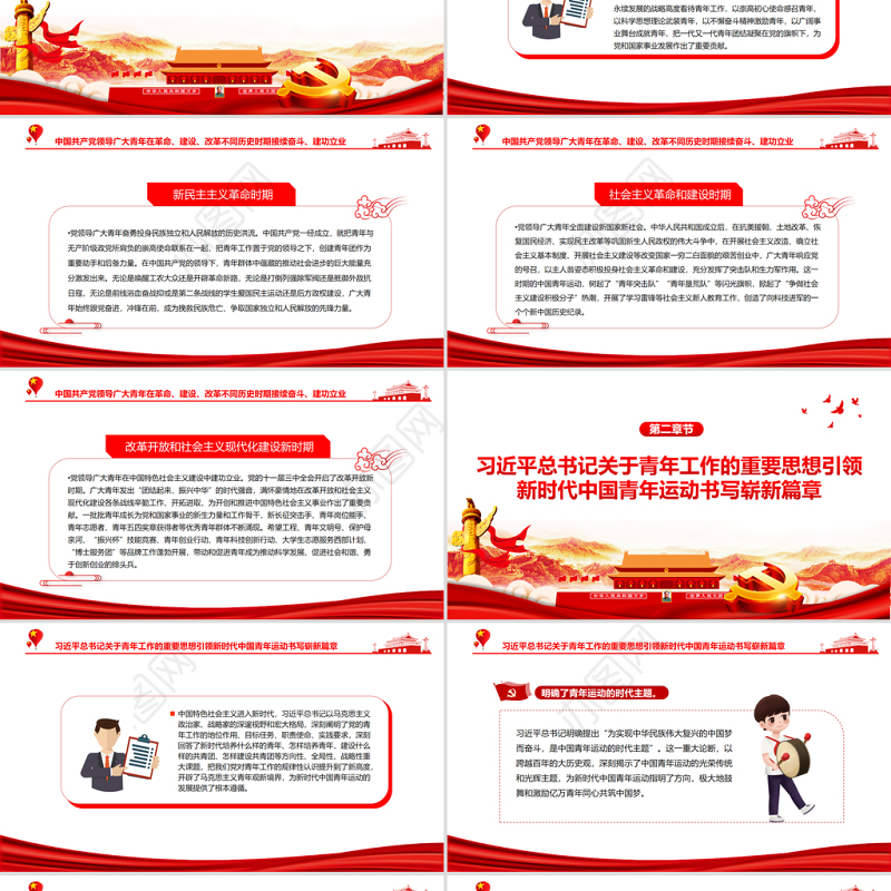 党领导中国青年运动的光辉历程PPT红色大气共青团员专题党课课件模板