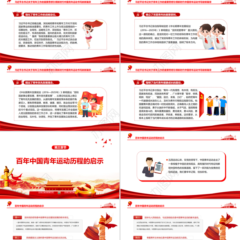 党领导中国青年运动的光辉历程PPT红色大气共青团员专题党课课件模板