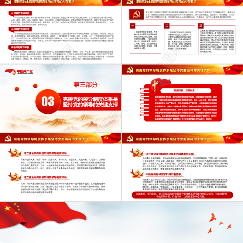 始终不渝坚持党的领导PPT红色精品深入学习《决议》专题党课课件模板
