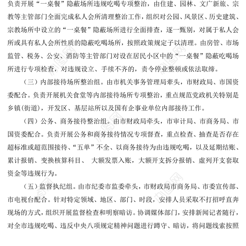 关于在全市开展违规吃喝问题专项整治的工作方案