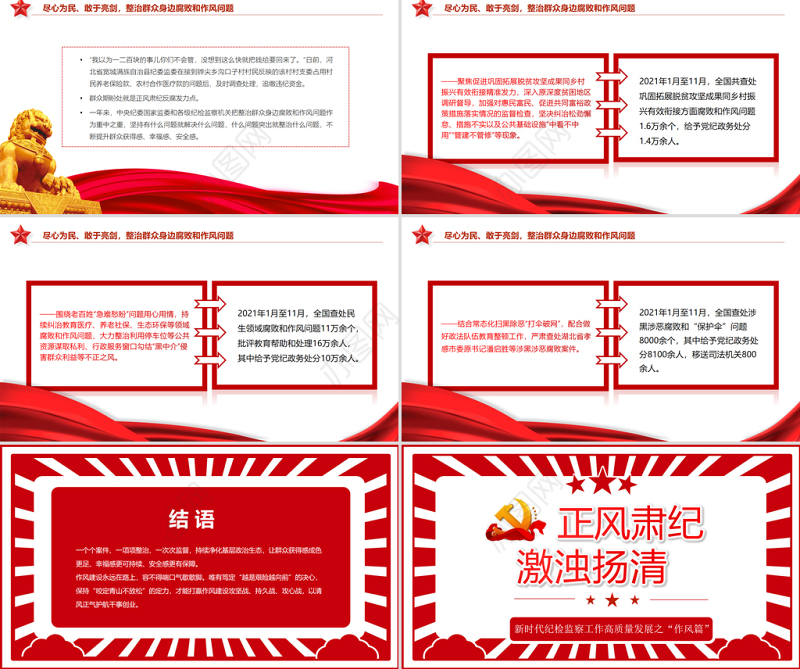 正风肃纪激浊扬清PPT红色精品新时代纪检监察工作高质量发展之“作风篇”专题党课课件