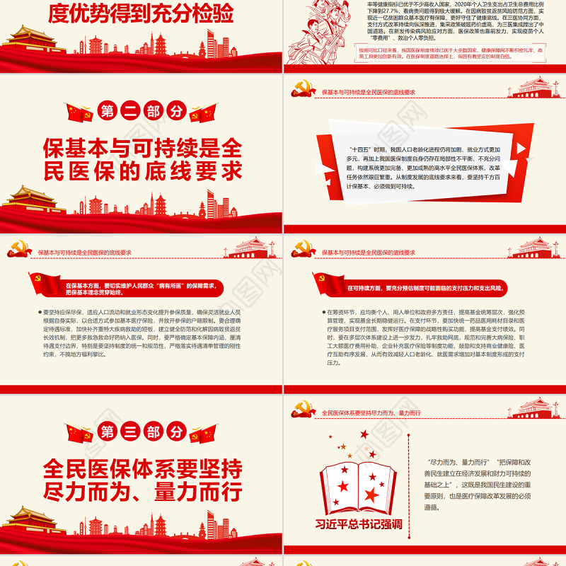 坚持走中国特色全民医保之路PPT党政风学习全民医保体系专题课件模板