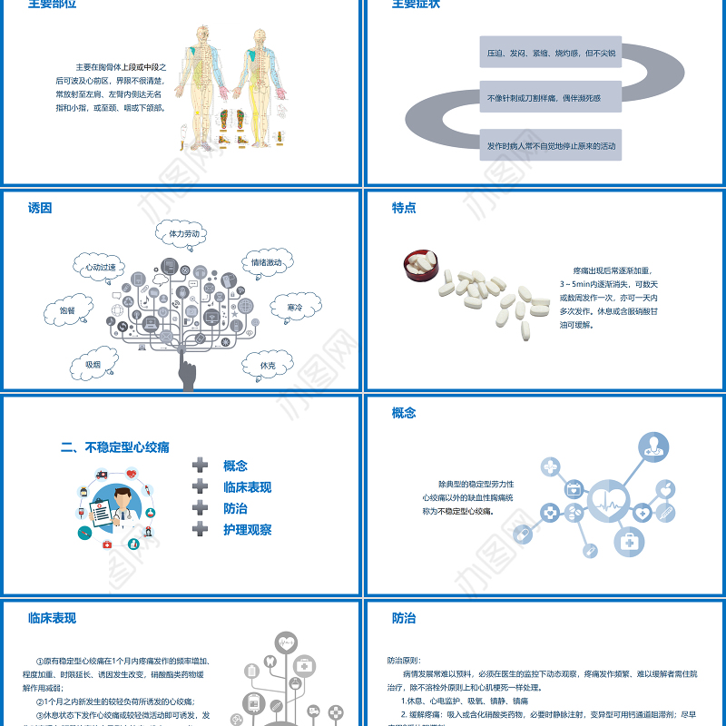 2022冠心病护理查房PPT清新简约护理查房通用PPT模板下载