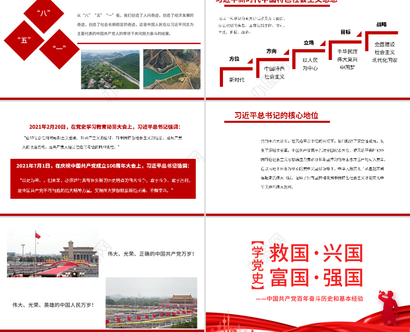 救国兴国富国强国PPT红色大气中国共产党百年奋斗历史和基本经验专题党课课件