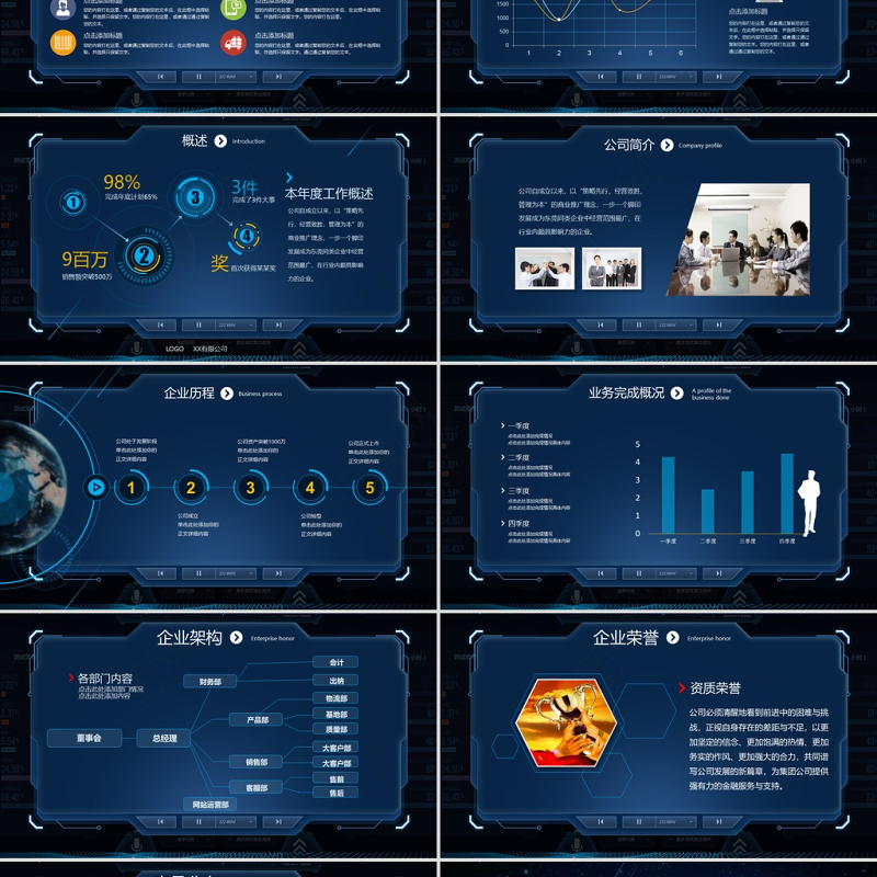2021年终总结ppt精美蓝色互联网公司科技感工作计划模板