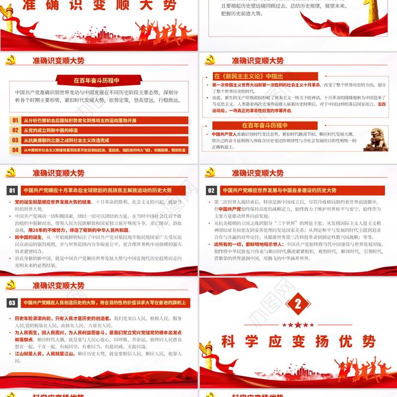 2021“审时度势”铸就中国共产党百年辉煌PPT中国共产党建党100周年系列专题党课课件学习模板