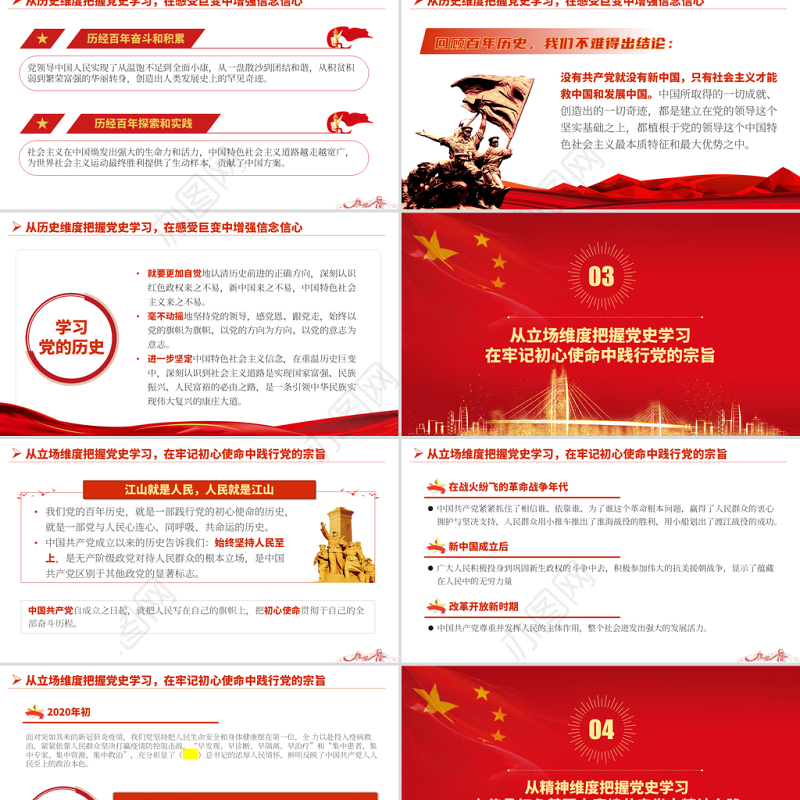 2021从四个维度把握党史学习重点PPT庆祝中国共产党建党100周年专题系列党课模板