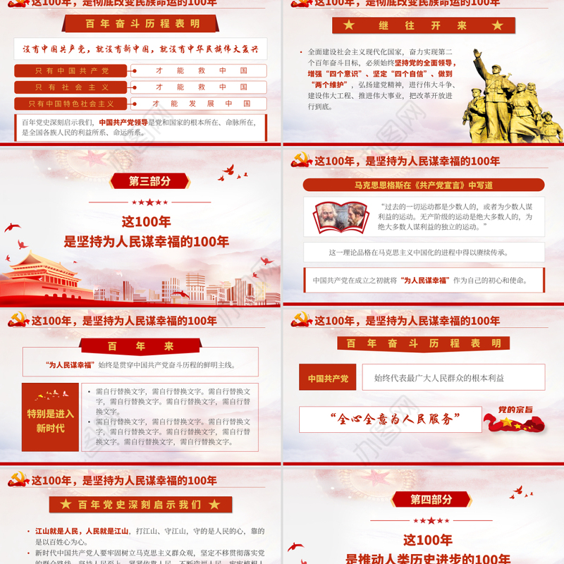 百年大党风华掠影PPT中国共产党的百年奋斗是马克思主义中国化彻底改变民族命运为人民谋幸福推动人类历史进步的100年党课课件