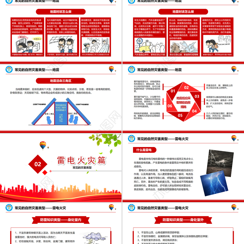 2021防灾减灾日防灾小知识主题班会PPT模板