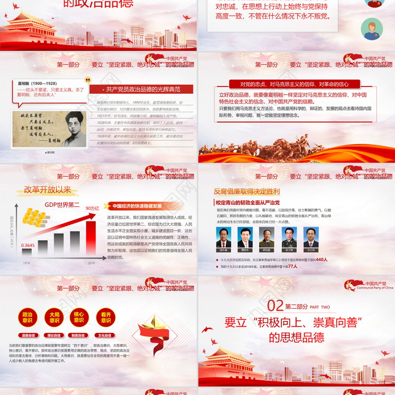 2021党员领导干部要立好四德PPT党支部建设党政活动党风廉政从严治党专题党课课件