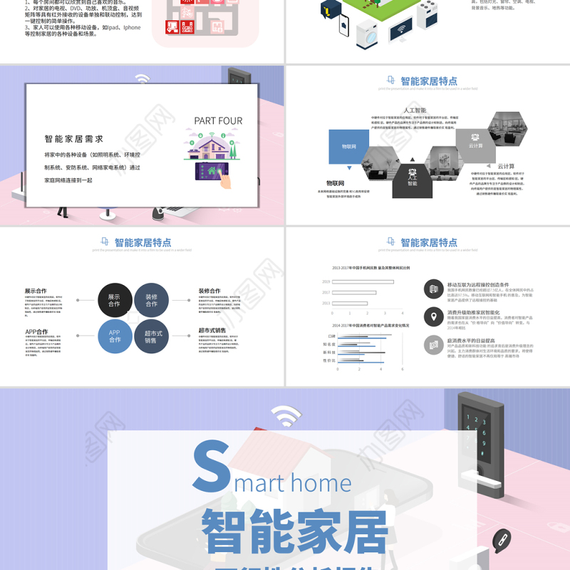 2021智能家居可行性分析报告PPT2.5D扁平化立体设计方案模板