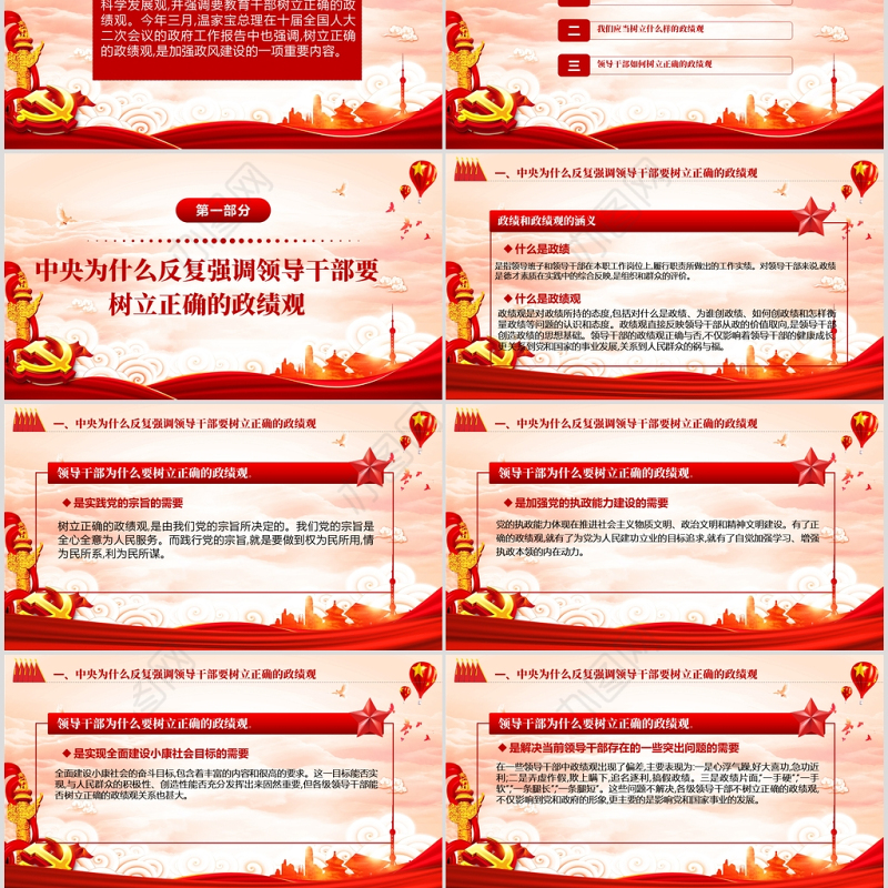 树立正确的政绩观党建专题教育党课PPT模板