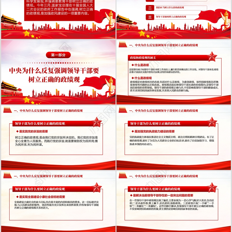 树立正确的政绩观党建专题教育党课PPT模板-含讲稿