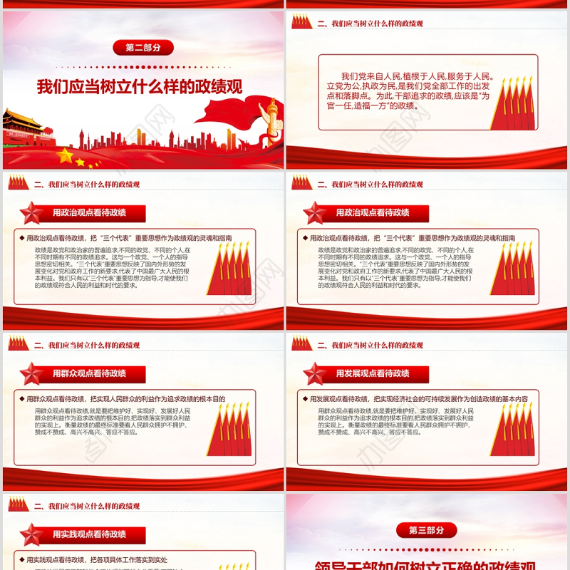 树立正确的政绩观党建专题教育党课PPT模板-含讲稿