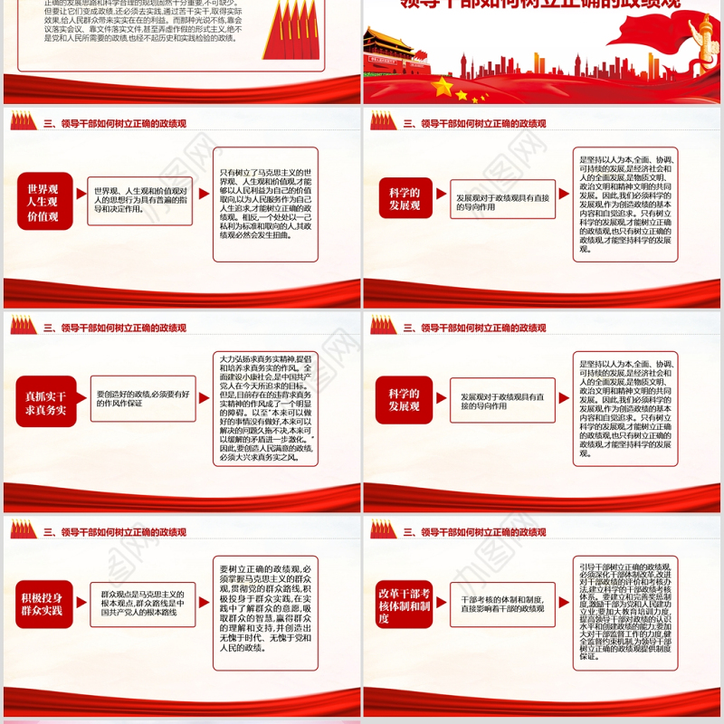 树立正确的政绩观党建专题教育党课PPT模板-含讲稿
