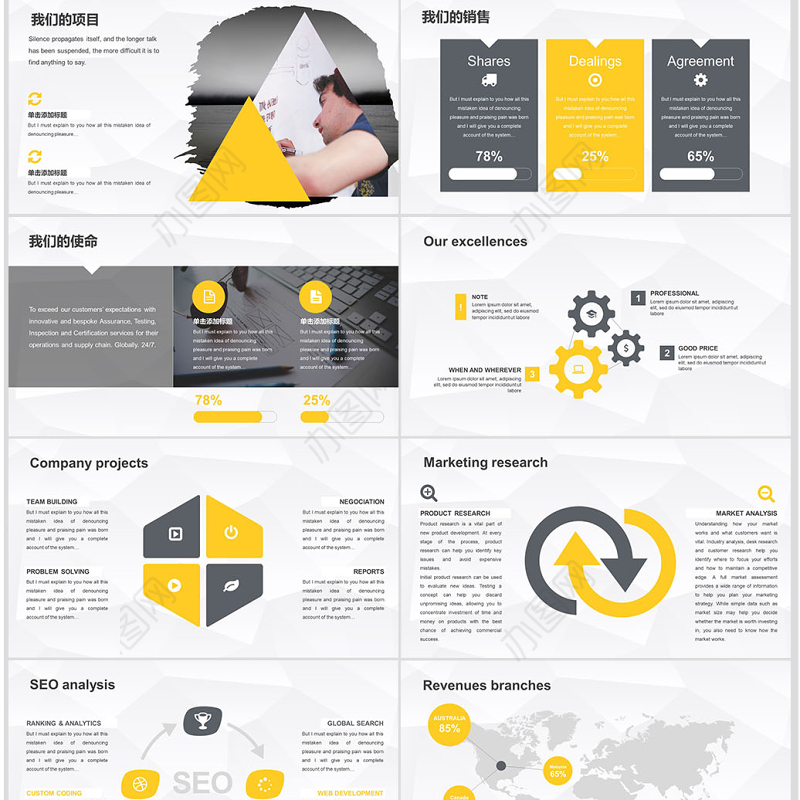 2019橙黑欧美创意商业计划书公司简介PPT模板