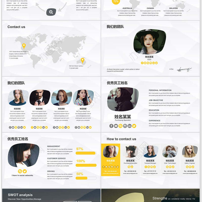 2019橙黑欧美创意商业计划书公司简介PPT模板