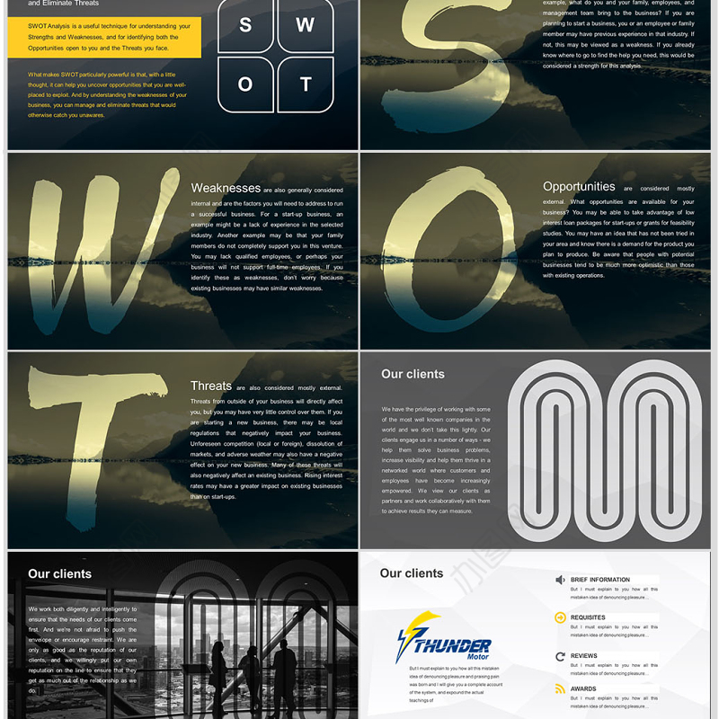 2019橙黑欧美创意商业计划书公司简介PPT模板