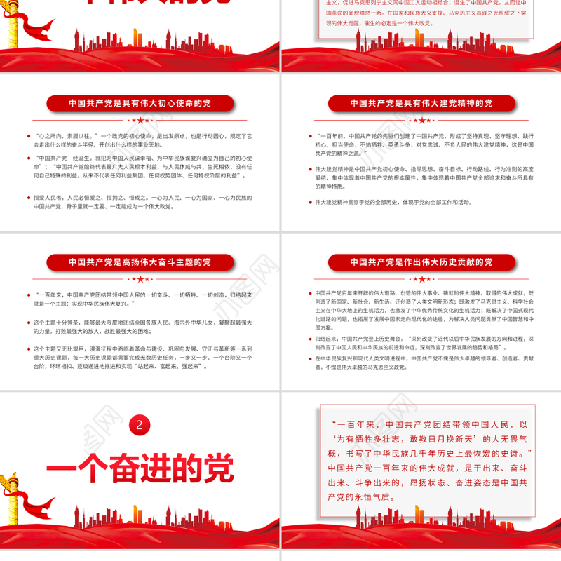 2021从百年征程看中国共产党的光辉品质PPT庆祝建党100周年学习领会七一重要讲话精神党课课件模板