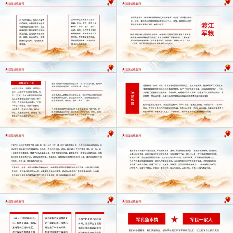 渡江战役胜利PPT之渡江战役人民解放军在敌人的炮火下渡江学党史党课课件
