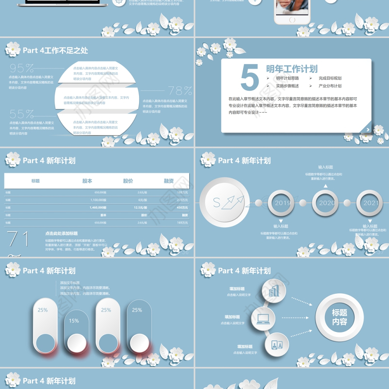 2021年微粒体工作汇报PPT清新风格模板