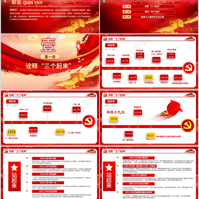 2020党支部党委党组七一建党最新党课我们走在大路上动态PPT模板-含讲稿