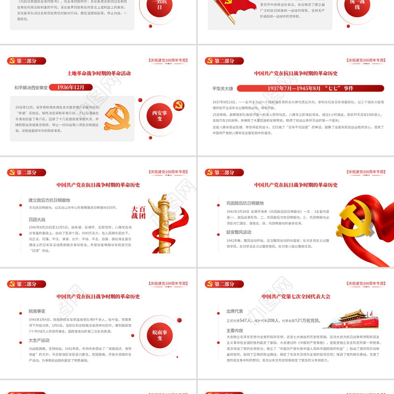 2021学好百年党史凝聚奋斗伟力PPT庆祝建党100周年专题党史学习教育专题辅导党课PPT模板