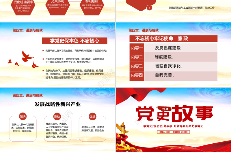 2021党史故事PPT党支部学党史专题系列党课课件模板
